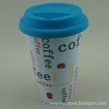 Single Wall Mug with Silicone Lid, Various Colors, for Drivers, Coffee Design